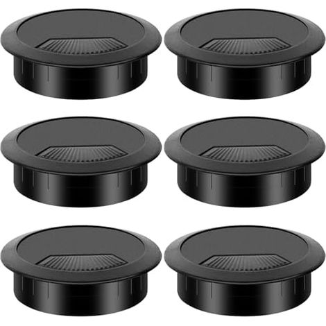 Lot de 6 œillets de bureau en plastique noir de 60 mm (1/5)