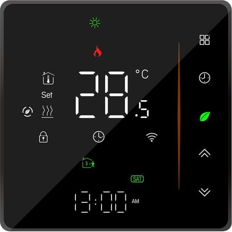 RHG Thermostat intelligent WiFi - Thermostat d'ambiance - Programmable - Prise en charge de l'application - Commande vocale compatible avec Alexa / Google Home - Pour eau / chauffe-eau 5 A