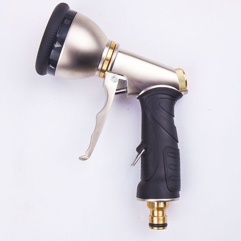 Pistolet à eau de lavage de voiture multifonctionnel galvanoplastie 9 fonctions arrosage jardin forêt pulvérisation alliage de zinc haute pression tête de pistolet à eau (1/5)