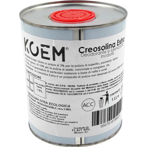 Koem Cresolina Extra 1 LT disinfettante igienizante battericida per pulizia di canili stalle strade locali pubblici servizi igienici