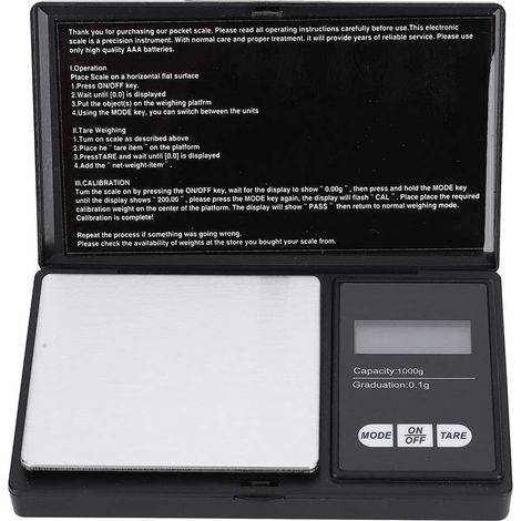 Balance numérique portable pour bijoux, mini balance de poche avec écran LED de précision 0,1 g/0,1 g pour peser l'or, l'argent, les diamants, les pierres précieuses et les grains (1 000 g/0,1 g) (1/4)