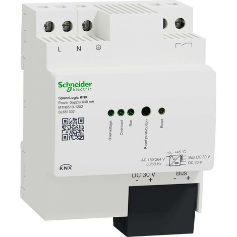 SCHNEIDER ELECTRIC MTN6513-1202 SPACELOGIC KNX - ALIMENTATORE - 640MA - CON ALIMENTATORE AUX E CONTATTO DIAGNOSTICO (1/2)