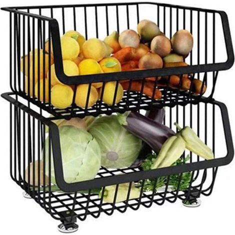 TrAdE Shop Traesio - Carrello In Metallo Multiuso A 2 Piani Cestini Organizer Cucina Per Frutta Verdura 70924 - (1/3)