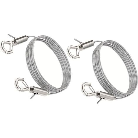 2 Câbles Suspension Réglables pour Tableaux - Acier Inoxydable - Crochets Doubles (1/5)