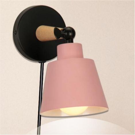 Applique Mural Intérieur Design avec Prise et Interrupteur Lampe de Chevet Eclairage Décor pour Escalier Couloir Entrée Rose (1/5)