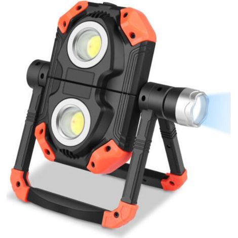 Projecteur LED Rechargeable Extérieur Lampe de Travail Portative et Flexible Rotation à 360° avec Batterie Rechargeable Équipé avec 5 Modes Lanterne pour Camping, Chantier, Garage, Atelier [Classe éne (1/5)