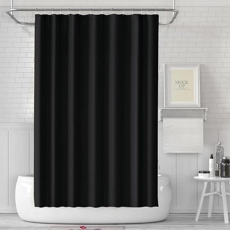 Tissu PEVA Rideau Douche Anti Moisissure Impermable 180x180cm Noir, Avec 12 Crochets Lavable Our Letté Étanche,Antibactérien Séchage Rapide,Rideau Baignoire pour Salle de Bain, pour Baignoire (1/5)
