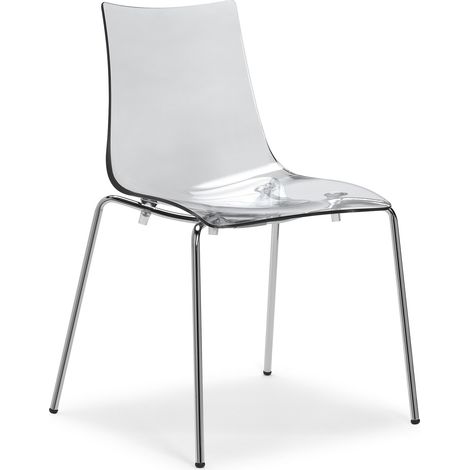 Chaise Zebra antishock 4 pieds en métal transparent – Hauteur 81 cm – Largeur 54 cm – Hauteur d'assise 46 cm – Empilable et légère – Scab Design