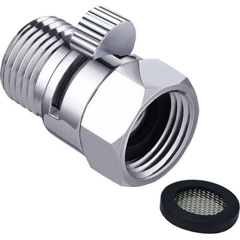 économiseurs D'eau Robinet Vanne D'arrêt en Chromage G1/2" Limiteur de Débit de Douche Chromé Avec Du Caoutchouc Esquissé pour Robinet de Douche à Main Avec Douchette de Salle de Bain (1/4)