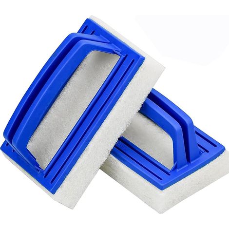 2 Pcs Pool Brush and Sponge,Water Line and Spa Cleaner,Pool Hand Brush,Magic Sponge with Handle (1/5)