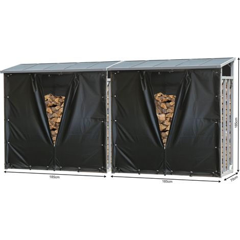 Quick-Star – Abri à bûches en aluminium 185 x 70 x 185 cm – Toit en polycarbonate – Capacité 4,6 m³ – Protection contre intempéries - XXL 185 X (1/5)