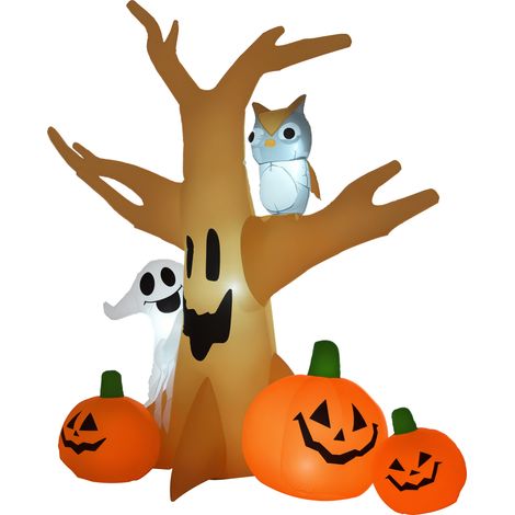 HOMCOM Halloween Aufblasbares Spukgespenst Luftfigur Aufleuchtend Deko 120/ 240 cm (Aufblasbarer Spukbaum) (1/5)