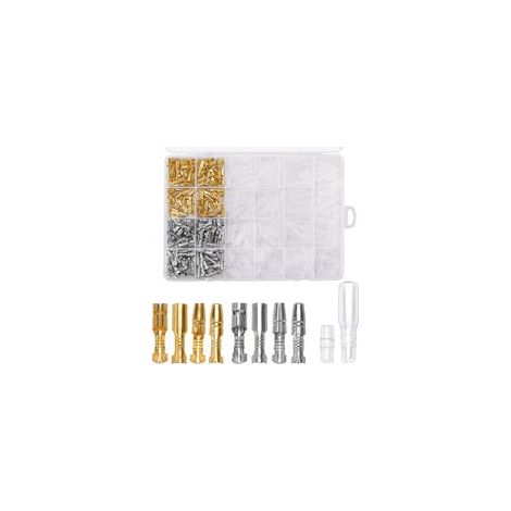 400 PCS 3.9mm Bullet Connecteurs Kit en Laiton Bullet Mâle et Femelle Fil Bornes Connecteur avec Couvercle D'isolation, pour Moto Camion Scooter Bateaux Instruments Électriques, Or et Argent (1/5)