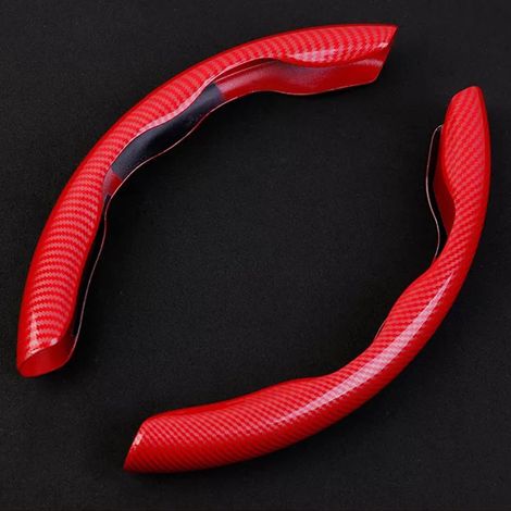 Volant Cuir Carbone Ultra Fin Protecteur Anti-Abrasion Universel Housse de Volant Rouge pour Voitures (1/5)