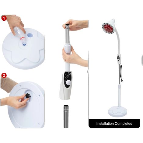 Lampe à chaleur infrarouge, 275 Watts, 220 Volts, Hauteur réglable 1,24-1,57 m, Diamètre de la lampe 19 cm, Plage de température 0-115°C