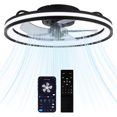 SWANEW Ventilatore da Soffitto LED Dimmerabile 48 cm con Telecomando per Luci da Camera e Soggiorno (1/5)