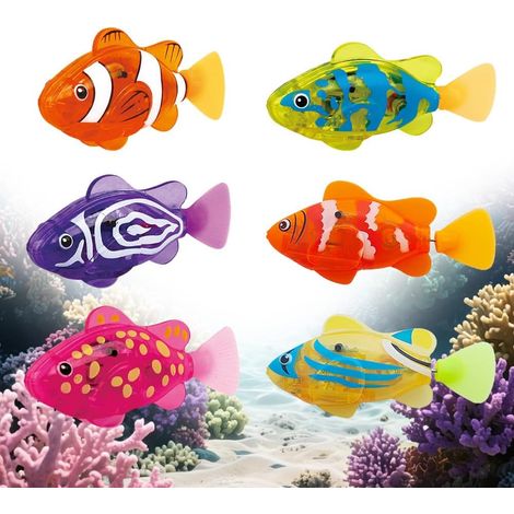 6 Pack Electronic Pet Fish Robot Fish with Luminous Floating Fish Reusable Toys for Pets Swimming Pool Bathtub (1/5)