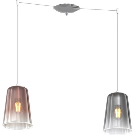 Sospensione Contemporanea Shaded Metallo Cromo Vetro Rame E Cromo 2 Luci E27 (1/3)