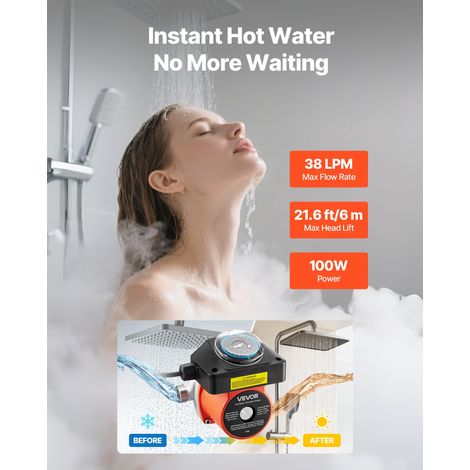 Pompe de recirculation d'eau chaude 38 L/min, avec minuterie, système de pompe de circulation instantanée, 100 W, CA 220-240 V, ada… (1/5)