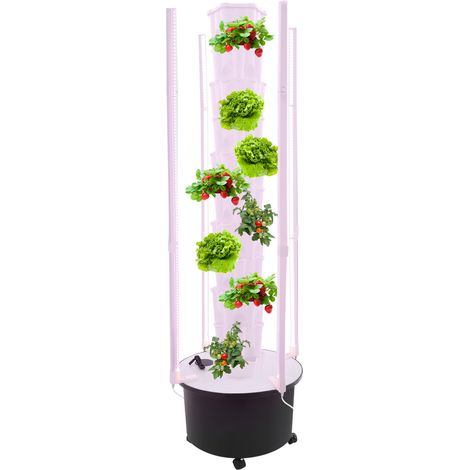 10 Niveaux 60 trous Tour Hydroponique Vertical avec lampe de croissance LED et Roues, Système de Culture Hydroponique, Kit Germination de Plantes de Circulation d'eau pour Herbes, Fruits, Légumes (1/5)