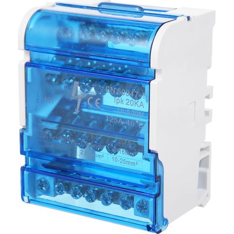 Boîte de jonction de phase unique 4 niveaux JH8407 avec couvercle transparent pour rails DIN (1/5)