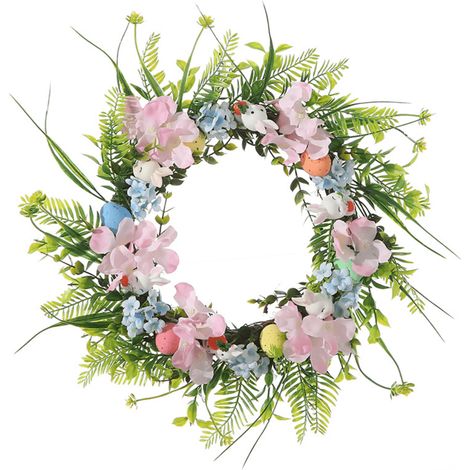 Guirlande De Porte - Guirlande De Pâques En Plastique Et Feuillage Artificiel - 50 Cm - Pour Porte D'Entrée Mur Fenêtre Décoration De Fêtes (1/4)