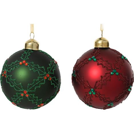 pallina di natale in vetro decorata D 8 cm colori modello assortito Peraga Christmas