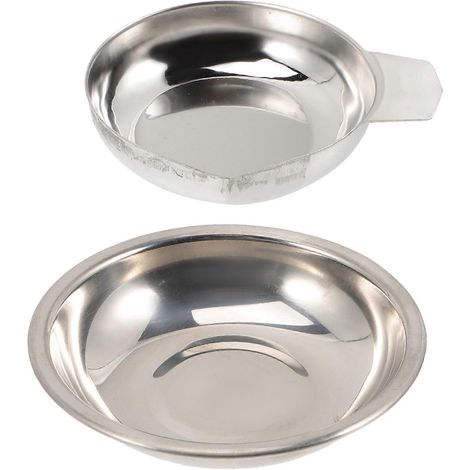 Lot de 2 plateaux de pesée en acier inoxydable pour balance électronique de petite taille.-8.00X8.00X2.00CM-Silver (1/4)
