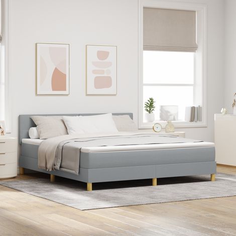 Boxspringbett mit Matratze Hellgrau 180 x 200 cm Stoff vidaXL (1/5)