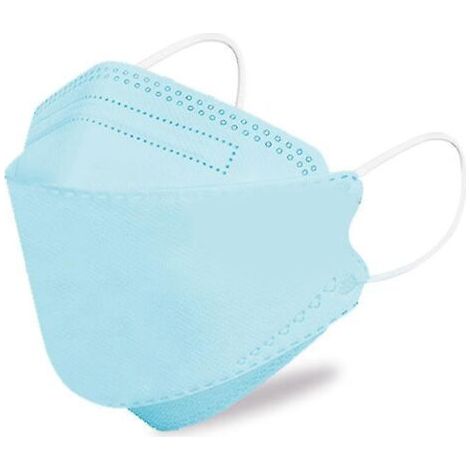 Lot de 50 masques jetables pour enfants, 4 plis, ajustables et respirants, bleus (1/5)