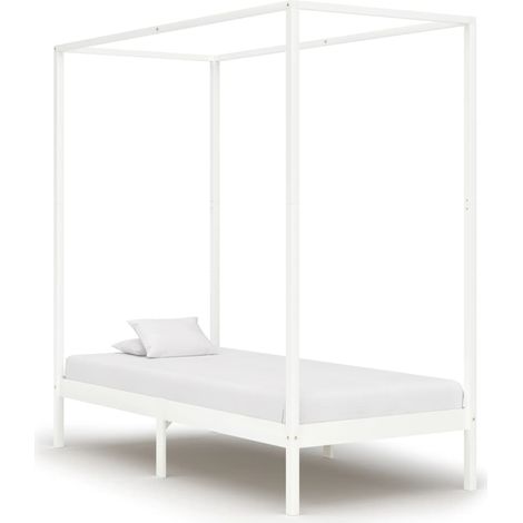 Himmelbett-Gestell Weiß Massivholz Kiefer 100 x 200 cm