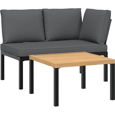 Maison Exclusive - Set Divani da Giardino 2 pz con Cuscini in Alluminio Nero