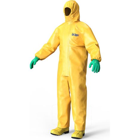 Dräger SPC 4400 Combinaison de protection jetable Contre des poussières et des liquides en CPM avec Haute résistance Chimique Tenue de Protection Jaune pour Peinture et Produits Chimiques Taille L