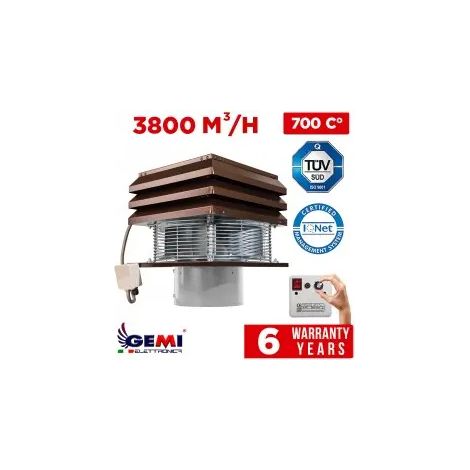 Extractor De Humos Para Chimeneas Extractor Humo Chimenea Eléctrico Extractor Para Chimenea redonda 25 cm De Leña Sombrero de 250 mm Para Barbacoa Parillas Estufa De Pellets Modelo Profesional Gemi El (1/4)