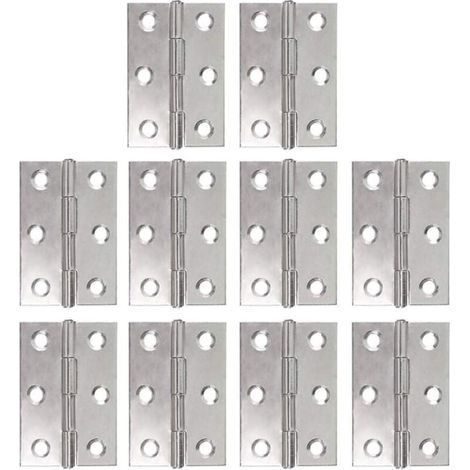 Lot de 10 charnières inox charnière piano charnières pliantes bandeau de charnière de porte de meuble charnière 48 mm avec 6 trous de fixation connecteurs pour jardinières modélisme (1/4)