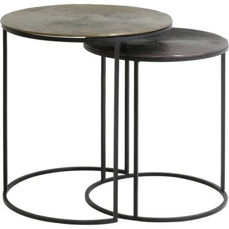 Light & Living Beistelltisch Set von 2 Talca antik Kupfer +