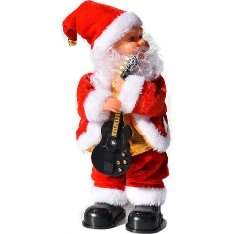 Muñeco Papá Noel Eléctrico - Baila y Canta - Decoración Navideña - 12 x 11 x 30 cm - 1 Unidad (1/5)