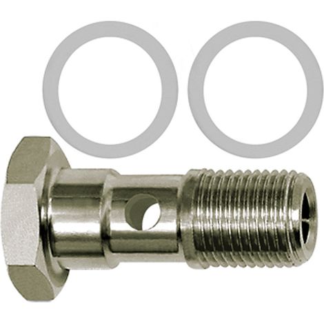 Riegler Hohlschraube, PTFE-Dichtring, einfach, G 1/4, Edelstahl 1.4404 (1/3)