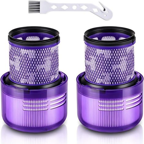Lot de 2 filtres de rechange pour aspirateurs Dyson V11, V15, SV14, SV17 et SV22. Lavables et compatibles avec les modèles Dyson V11 Animal/Absolute/Torque Drive/Fluffy/Complete Pro et V15 Detect. Réf