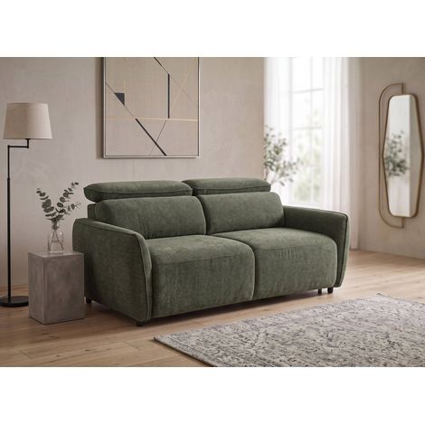 Canapé convertible express 3 places en tissu texturé vert - (1/5)
