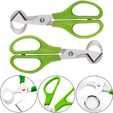 2-teiliges Set aus Edelstahl-Wachteleierscheren, Eierschalen-Schneidescheren, Eiertrenner, Eieröffner, Küchenhelfer, Eierscheren-Werkzeuge (1/3)