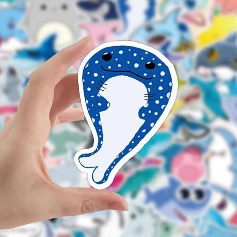 Autocollants requins (50 pièces) - Adorables autocollants animaux de dessin animé pour ados, adultes et enfants. Autocollants en (1/5)