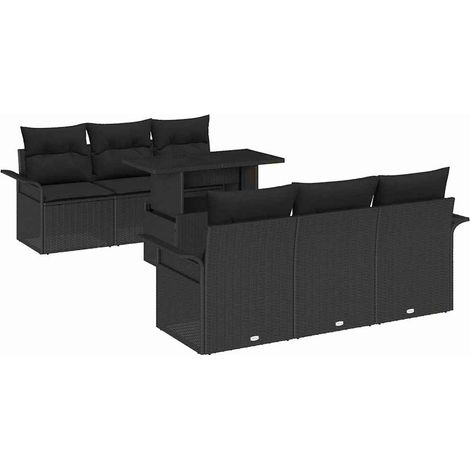 Maison Exclusive - Gartensofa-set mit Kissen 7 pcs Schwarz Poly R