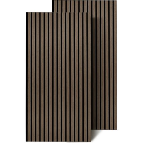 Wolketon Akustikpaneel Wandpaneel Holzlamellen 120x60 cm, Walnuss, Filz MDF, 2 Stück, Schallabsorber Dämmplatte (1/5)