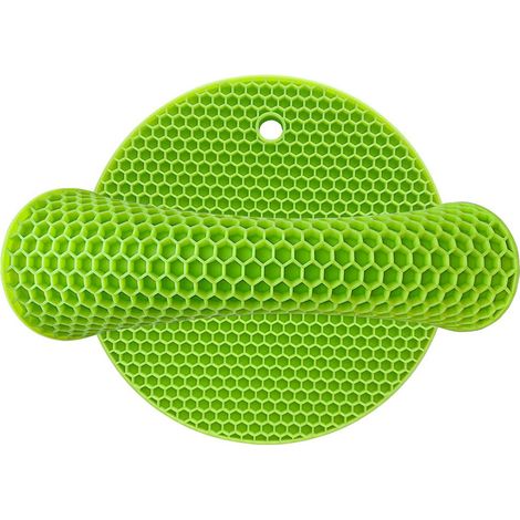 Tapis de Dessous de Plat en Silicone Tapis de séchage Polyvalent résistant à la Chaleur jusqu'à 464 ° F, Support de Pot, étanche, (Lot de 2) antidérapant, Flexible, Durable (Green) (1/5)