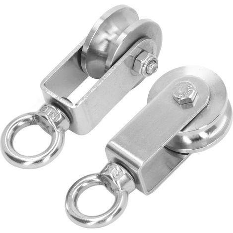 Roues de poulie de câble, Rotation à 360 degrés, rouleau en acier inoxydable, double roulements intégrés, 2 pièces (1/5)
