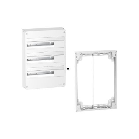 Schneider - Resi9 - Coffret 3 Rangu00e9es de 18 Modules + Rehausse - Ru00e9f.: R9H18403+R9H18760 (1/4)