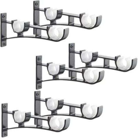 Supports de tringle à rideaux robustes en métal, supports de tringle à rideaux, supports de tringle à rideaux doubles, supports de rideaux, supports de tringle à rideaux en aluminium, supports de trin (1/4)