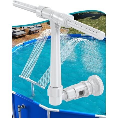 Fontaine de piscine pour piscines hors sol et hors sol, refroidisseur d'arrosage à cascade à double jet réglable pour piscines, fontaine de spa de piscine, fontaine de pulvérisation de piscine à haute (1/5)