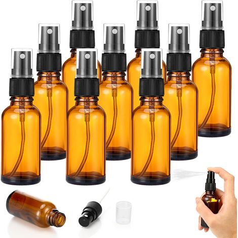 Flacon Spray Vide,10 Pièces 30ml Flacons Vaporisateur en Verre Ambré Rechargeable Bouteille Spray Vide, Portable Flacon Pulvérisateur pour Parfum, Aromathérapie,Huiles Essentielles,Voyage (1/5)